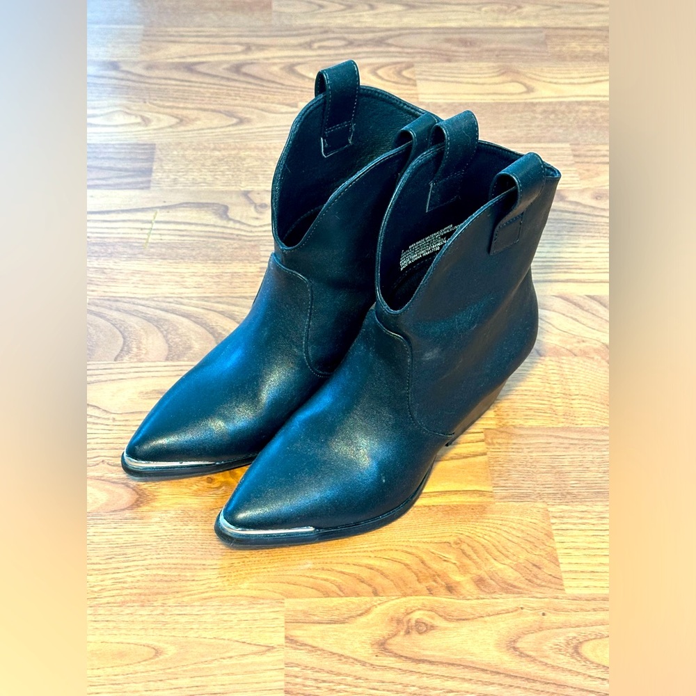 black short cowboy style booties.